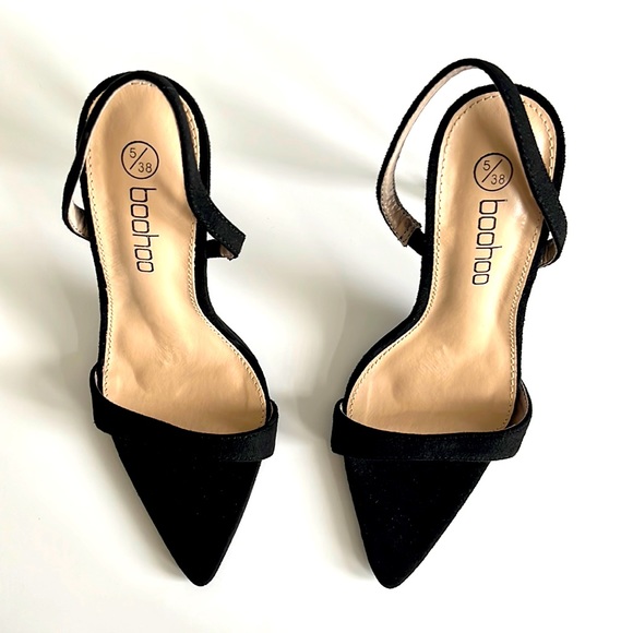 Boo Hoo Black Strappy Heels - Size 8! - Picture 1 of 3